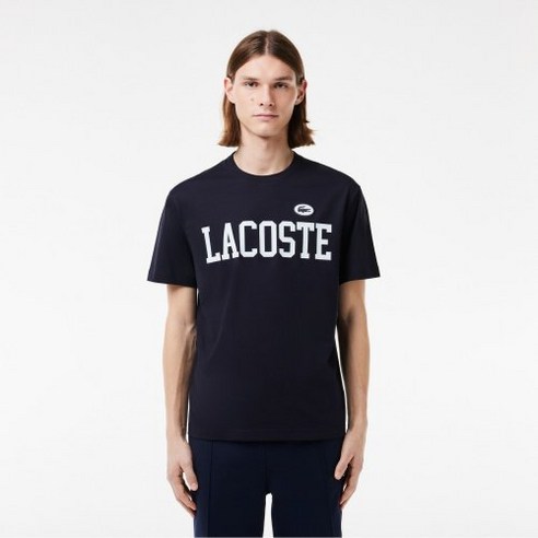 라코스테 LACOSTE 남성 로고 그래픽 퍼프 뱃지 매치 티셔츠 다크네이비 TH7411-54GHDE 231651