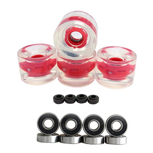 4pcs 70mm 라이트 업 롱 보드 스케이트 보드 휠 마그네틱 코어 휠, 빨간, 70 x 51mm, PU