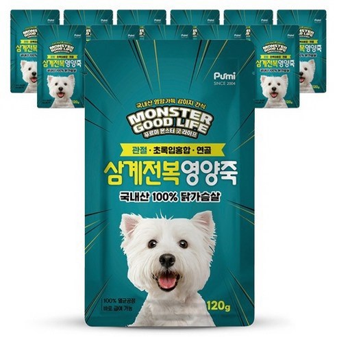 푸르미 강아지 몬스터 굿 라이프 영양죽, 삼계전복, 120g, 24개