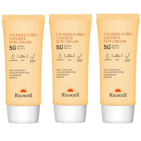 리코셀 유브이 쉴드 프로 레포츠 선크림 70ml SPF+ PA++++ 3개, 70ml, 3개