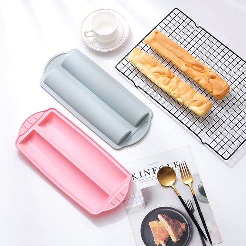 간단한 비 접착 성 실리콘 베이킹 도구 베이킹 팬 긴 빵 케이크 금형 베이킹 디저트 금형, 푸른