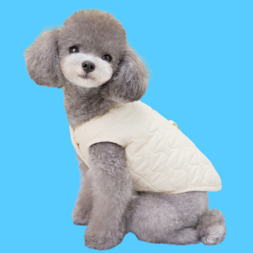 폭닥 강아지 패딩 겨울 옷 패딩 조끼, 1개, 아이보리