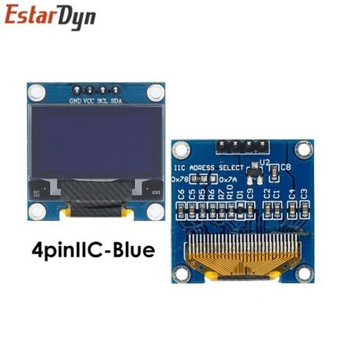 아두이노용 OLED LCD LED 디스플레이 모듈 0.96 인치 SPI IIC I2C 화이트 블루 옐로우 128×64, [03] 4pinIIC-Blue