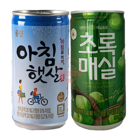 초록매실 180ml 30캔 + 아침햇살 180ml 30캔 / 총 60캔, 60개 캔매실음료