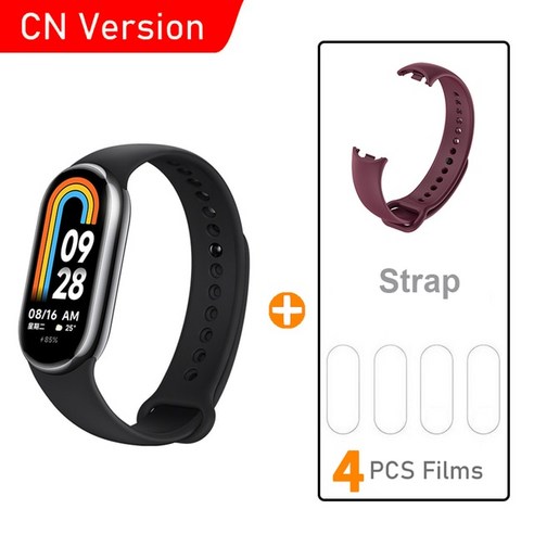 스마트 워치 샤오미 밴드 8 AMOLED 스크린 심박수 모니터 스포츠 혈액 산소 피트니스 팔찌 Miband8 프리, Add JH Strap, 07 Add JH Strap