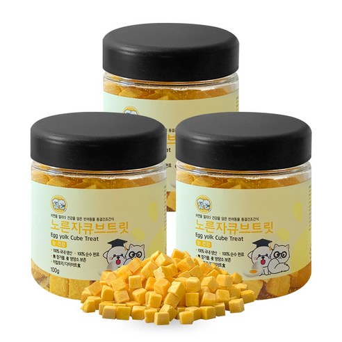 펫티즈 동결건조 큐브 트릿 강아지 고양이 간식, 100g, 3개, 계란 노른자