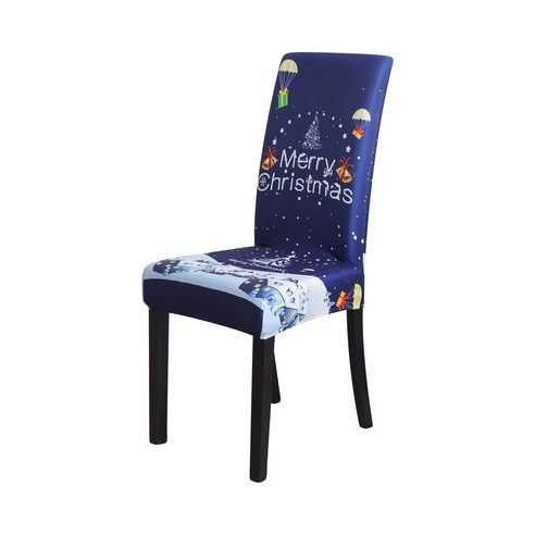 크리스마스 스판 장식 의자 커버 프린트 산타클로스 큰뿔 사슴 식사 디지털 의자 커버, 19#