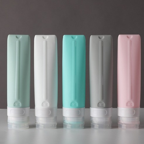 파스텔 휴대용 여행용 새지않는 말랑말랑 실리콘 공병 80ml, 5개 1세트