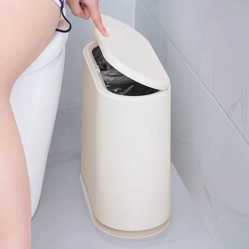 제로리빙 슬림한 방수 원터치 쓰레기통 욕실 휴지통 10L, 베이지 1개
