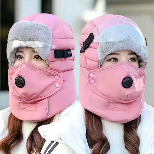 따뜻한 패딩 디자인과 방한 기능을 갖춘 올린터 아웃도어 고글 패딩모자