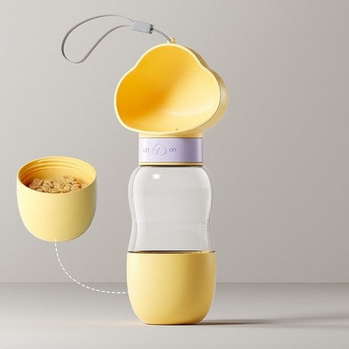 HAM 강아지 외출용 물컵 텀블러 산책용 물병 애견 음수 용품, 350ml, 1개, 노란색