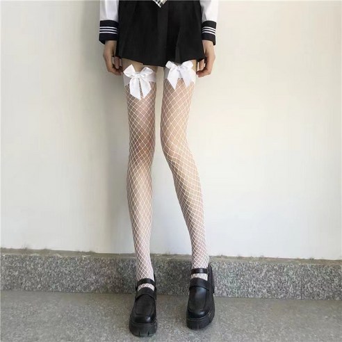 스타킹 여자 여름 얇은 리본 트렌드 섹시하다 슬림하다 다리 밑단 원피스 어망 양말 검은색 스타킹