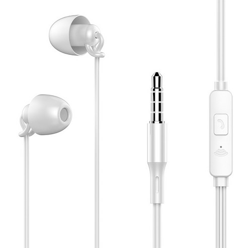 DFMEI 수면 이어폰 HiFi 실리콘 젤 측면 수면 방음 무압 귓속폰 이어폰 밴드 맥 케이블, A5 슬리핑 헤드폰(밀) 푸짐일반판 - 화이트 [밀]