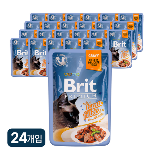 브릿 프리미엄 캣 파우치 고양이 사료, 24개, 85g, 참치