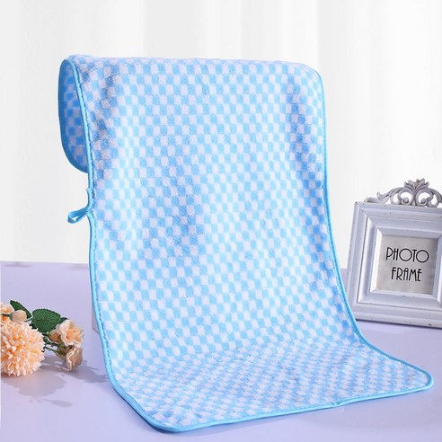 ZZJJC 코랄 타월 극세사 타월 드라이물수건, 75*35cm 【카드지], 체크블루