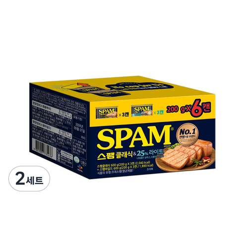 스팸 클래식 200g x 3p + 마일드 200g x 3p, 1세트