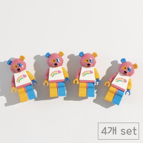 84x84 인테리어 레고 냉장고자석 마그넷, 무지개곰돌이4p
