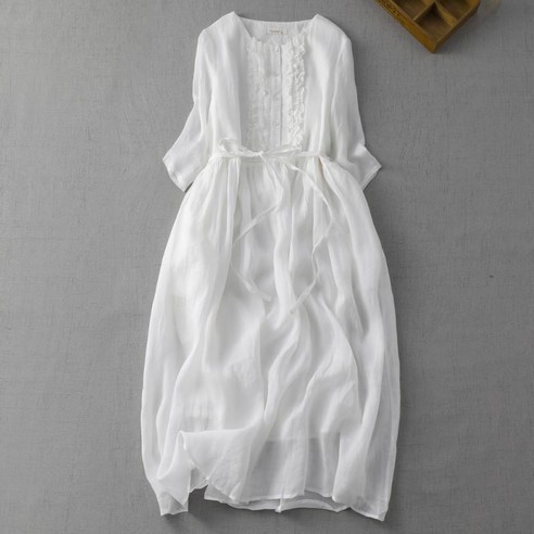 루스리더 여성 숙녀 라운드넥 반팔 롱 원피스 M752 2XL, 2XL, 화이트, 화이트 섬네일