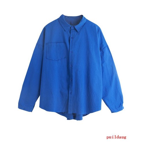 블루 셔츠 여성의 봄/여름 느슨한 조커 빈티지 셔츠