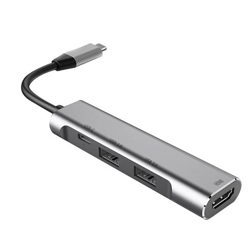 USB 유형 C ~ HDMI 호환 디지털 AV 멀티 포트 허브 USB-C 어댑터 PD 충전기 휴대용 4K HDMI 호환 도크, 하나, 보여진 바와 같이