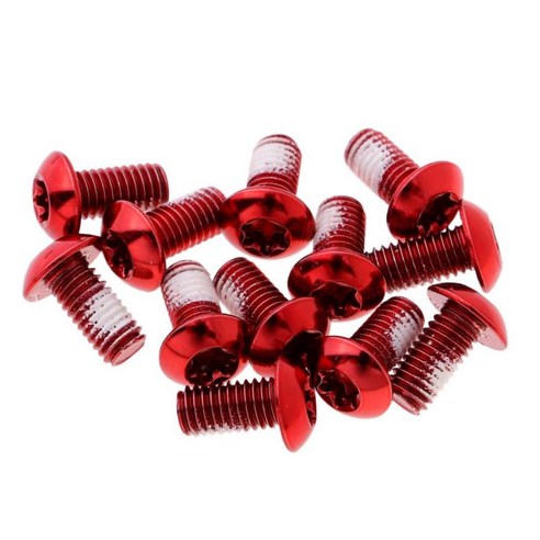 12X MTB 자전거 자전거 자전거 디스크 브레이크 로터 T25 볼트 M5x10mm 나사 너트, 레드, 스틸