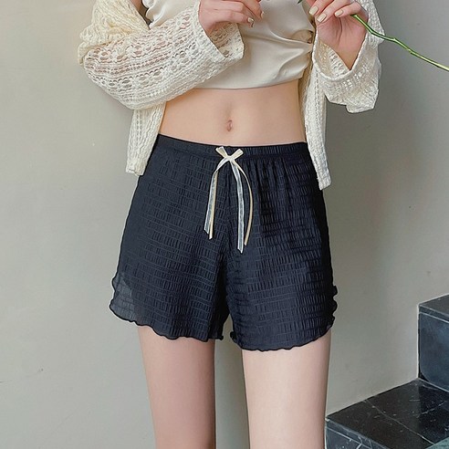DFMEI 레이스 느슨한 겉옷 안전 바지 여성 안티 노출 여름 얇은 통기성 흰색 레깅스 반바지 컬링