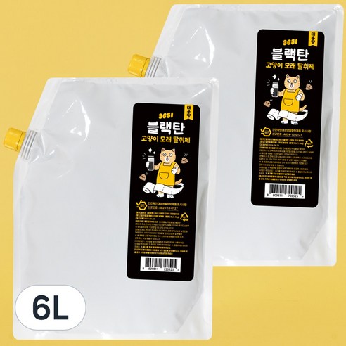 3651 블랙탄 천연 고양이모래 냄새제거제, 2개, 3L