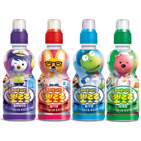 S 뽀로로 음료 235mlx24개(밀크 딸기 사과 블루베리 샤인머스캣), 샤인머스캣24개