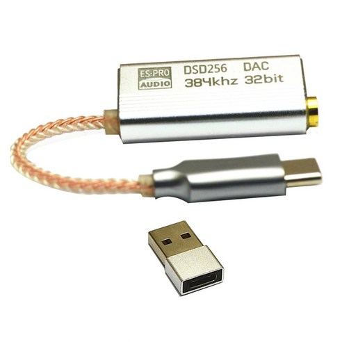 USB C타입 폰 어댑터 하이파이 디코딩 AMP 사운드 카드 안 이드 to 3.5mm DAC ES9318, Silver, 은