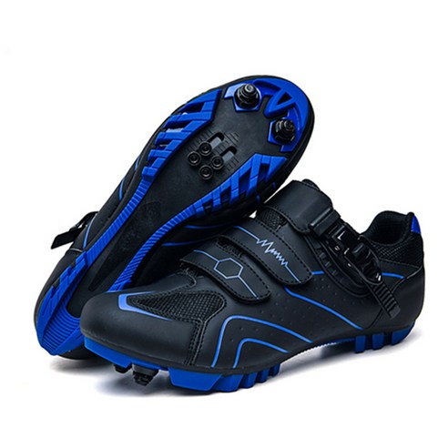 남성용 사이클링 신발 MTB 도로 자전거 신발 페달 플랫 초보자 스포츠 자전거 신발 남여 공용 신발, 37(235mm), 블루 블랙 1