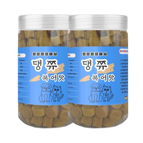댕쮸 강아지 말랑말랑 져키 간식 대용량, 2개, 200g, 황태맛