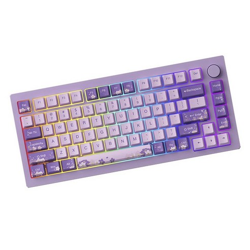 몬스긱 V3 프로 세 가지 모드 RGB 핫스왑 메탈 기계식 키보드, 라일락, M1(크림블루축), 텐키리스