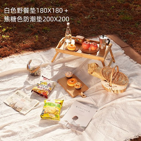 DFMEI 아웃도어 플레이 매트 공원 잔디 매트 피크닉옷감 매트 화이트 캠프 식탁보봄나들이 L사이즈, 색깔3
