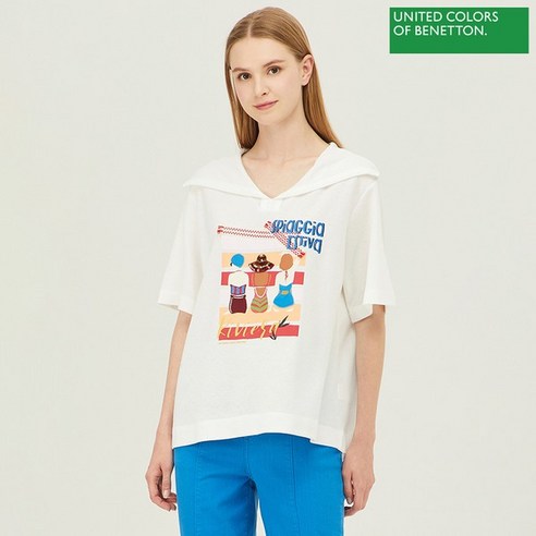 베네통티셔츠 베네통 팰리스 세라카라 티셔츠 BATSB2331 WH Best Top3