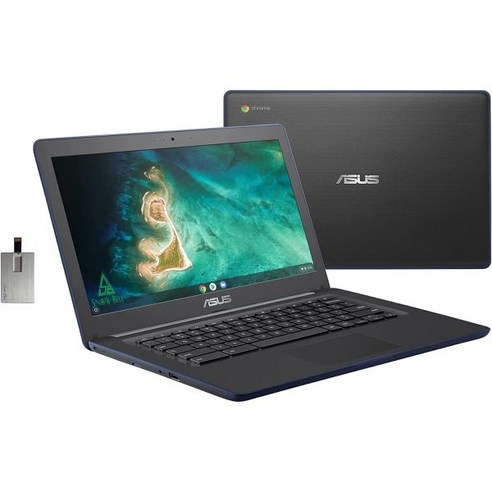 ASUS C403 크롬북 14인치 HD 노트북 인텔 Celeron N3350 프로세서 4GB RAM 32GB 플래시 메모리 그래픽스 500 스테레오 스피커 크롬 OS Dark Bl, 단일, 단일