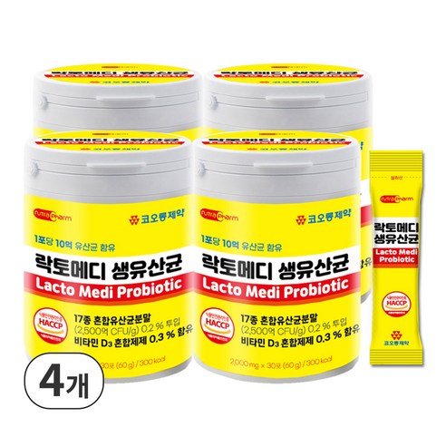 코오롱제약 락토메디 생유산균(30포 단품), 60g, 4개