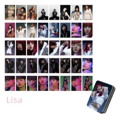 블랙핑크 엘범 포스터 지수 제니 로제 리사 포토카드 40장+틴케이스 10종 세트 모음, 리사B