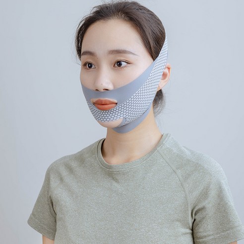 ALLILIO 얼굴 리프팅 밴드 턱 선 당기미 브이 리프팅 밴드, 1개, 더스티 블루