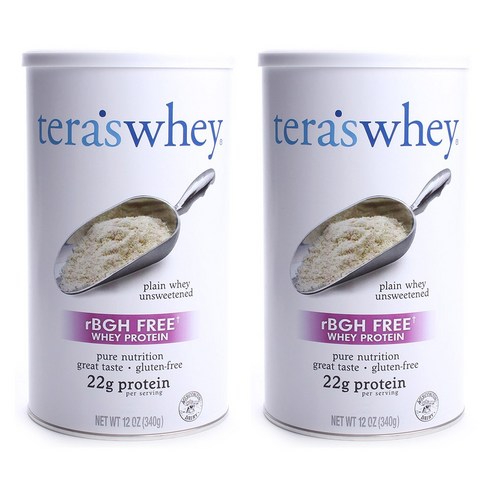 테라스웨이 rBGH 프리 웨이 프로틴 글루텐 프리, 340g, 2개, 언스위튼드(UNSWEETENED)