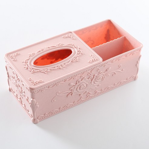 유럽식 꽃무늬 휴지 박스 거실 탁자 휴지 박스, 1 건, 핑크