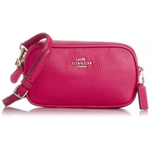 코치 COACH Seat Angle Cross-body Pouch in Polished Pebble Leather Pink Ruby 53034