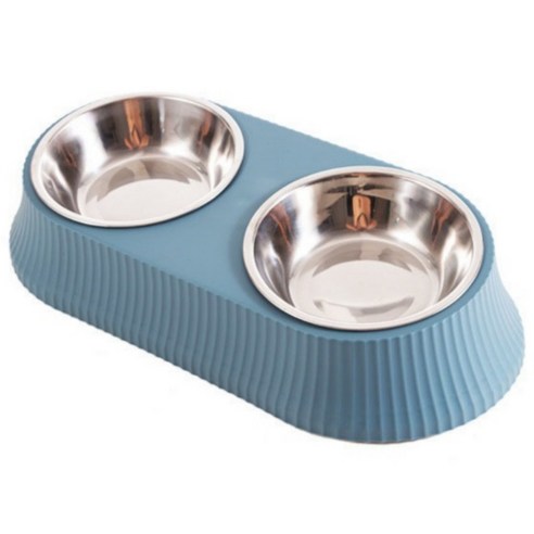 펫트너스 반려동물 스테인레스 식기 2구, 블루, 1개