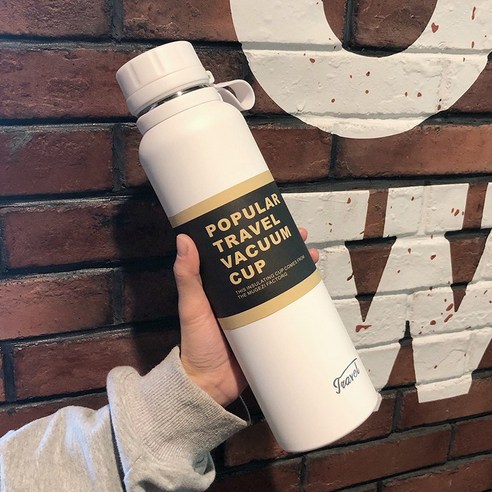 보온병 컵 스포츠 남자 대용량 주전자 차 필터 휴대용 학생 스테인레스 스틸 Ml 컵, 1100Ml/화이트+차필터, 하나