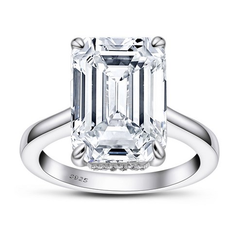 KORELAN 구미 럭셔리 S925 실버 6 캐럿 다이아몬드 반지 기질 럭셔리 에메랄드 반지