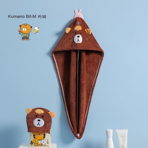 세안 헤드밴드 산호 양털 흡수성 샤워 캡 극세사 빨리 드라이 고급형, 23*64CM, 카색-웅야비트