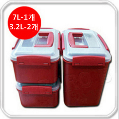 맥반석 김치통 세트/ 삼성 15.3L와 동일크기/ 김치보관 밀폐용기 반찬통 비스포크 김치플러스/ 구성 7L-1개 3.2L-2개, 2개