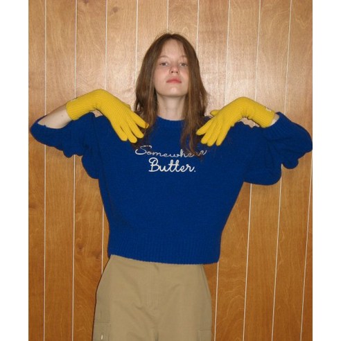 12월 19일 도착예정 썸웨어버터 SOMEWHEREBUTTER letter wool knit - cobalt blue