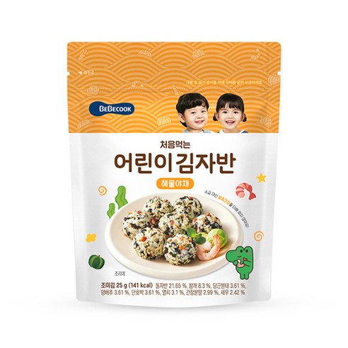 베베쿡 처음먹는 어린이 김자반, 해물야채, 25g, 2개