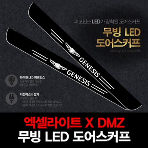 엑셀라이트XDMZ 현대 신형 G80 (20~) 무빙 LED 도어스커프, 2)1+2열 (운전석+조수석) 4P, 2)심벌+로고