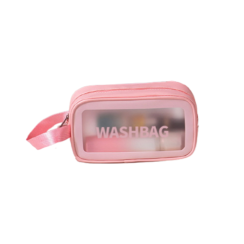 맘피스 투명 방수 워시백 목욕 가방, 핑크